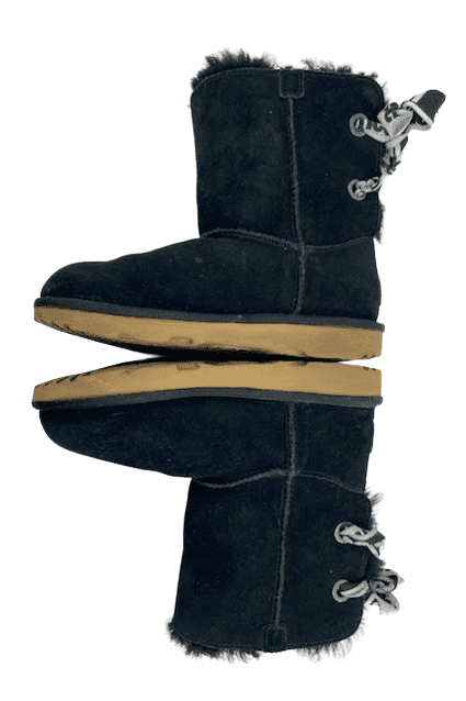 UGG girls black short boots with back lace size 2 - Solé Resale Boutique thrift