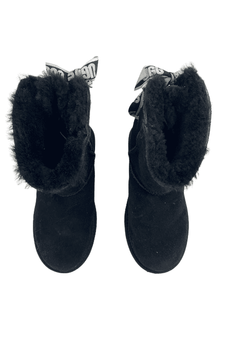 UGG girls black short boots with back lace size 2 - Solé Resale Boutique thrift