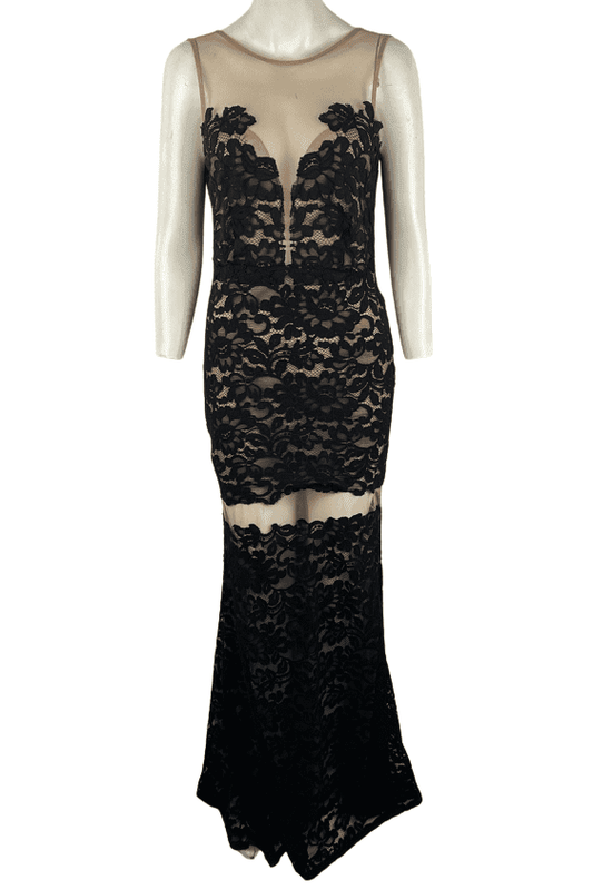 Windsor women's black nude long gown size S - Solé Resale Boutique thrift