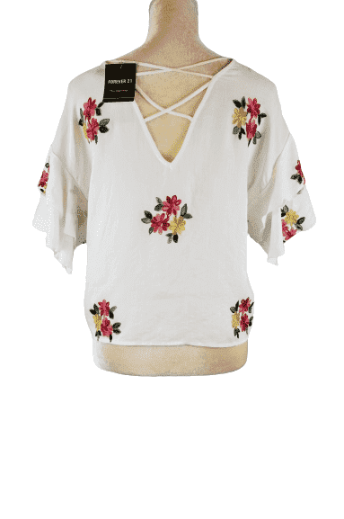 Forever 21 Contemporary women's white blouse size S - Solé Resale Boutique thrift