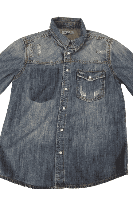 Shop eco girls dex denim blue jean shirt sz M