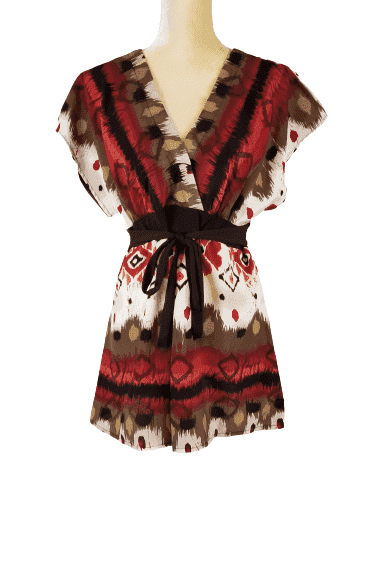 Wrapper women's multi color blouse size L - Solé Resale Boutique thrift