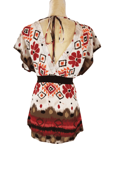 Wrapper women's multi color blouse size L - Solé Resale Boutique thrift