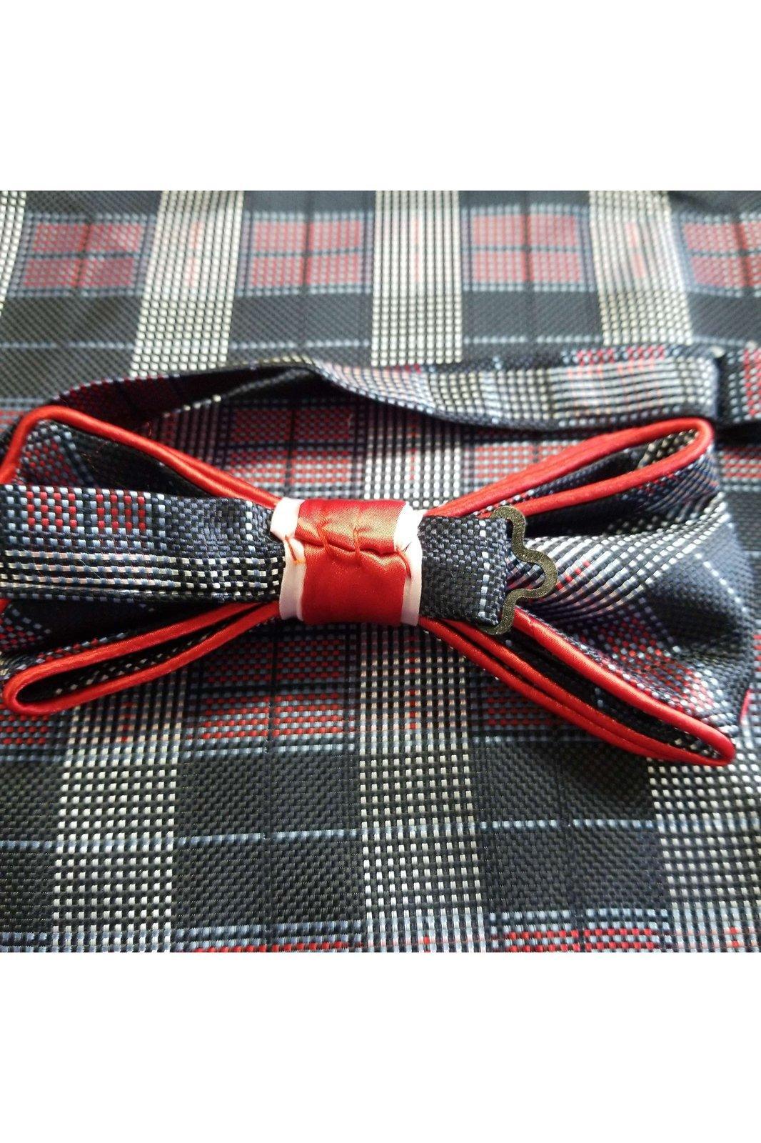 Unbranded men's custom blue and red bow tie and scarf - Solé Resale Boutique thrift