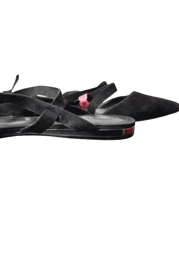 Preowned BCBGENERATION black suede stap flat sandals sz 7B