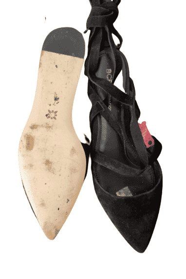 BCBGENERATION women's black suede stap flat sandals size 7B - Solé Resale Boutique thrift