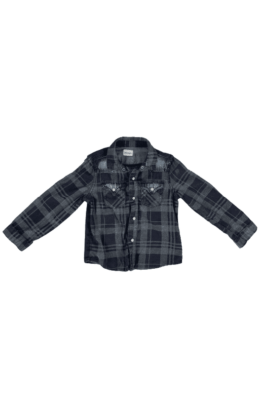 Hudson boys blue plaid shirt sz 4T - Solé Resale Boutique thrift