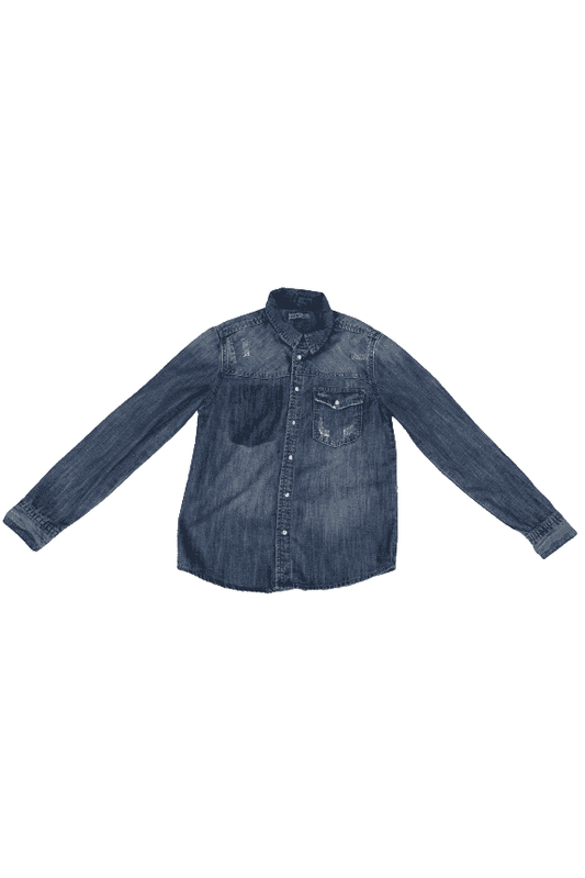 Girls DeX blue jean shirt sz M - Solé Resale Boutique thrift