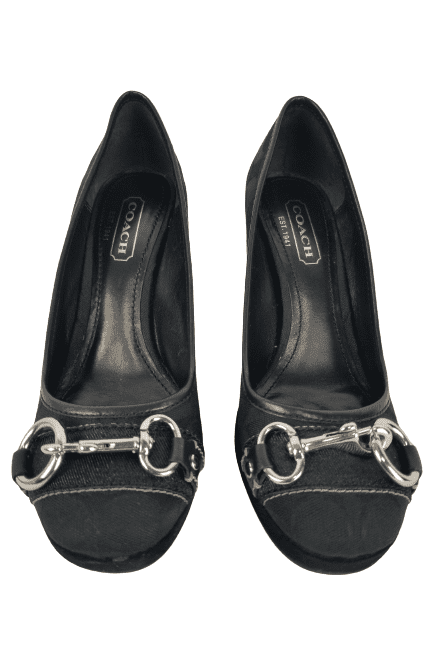 Coach Issy women's black signature wedges size 7M - Solé Resale Boutique thrift