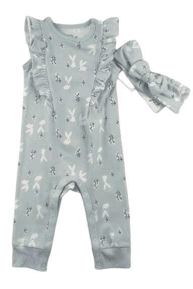Cat & Jack girls sky blue 2 piece onesie size 6-9M