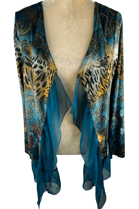 Covington women's velvet shrug in topaz or light grey size M - Solé Resale Boutique thrift