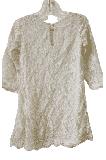 Preowned girls fashionable lace cream dress sz 5