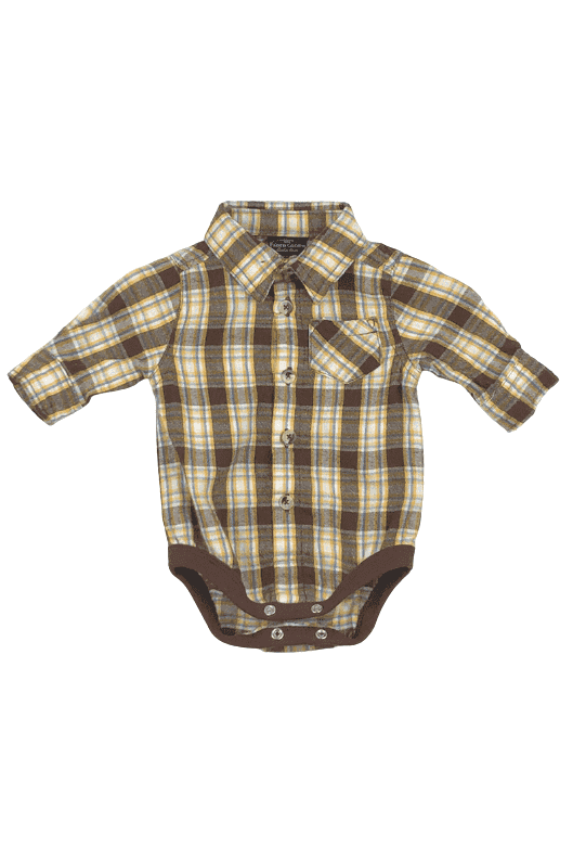 Faded Glory brown plaid onesie sz NB