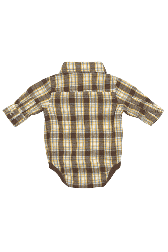 Faded Glory brown plaid onesie sz NB