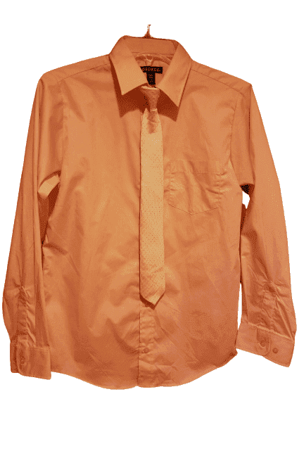 New boys button, peach shirt & tie by George sz XL, 14-16 - Solé Resale Boutique thrift