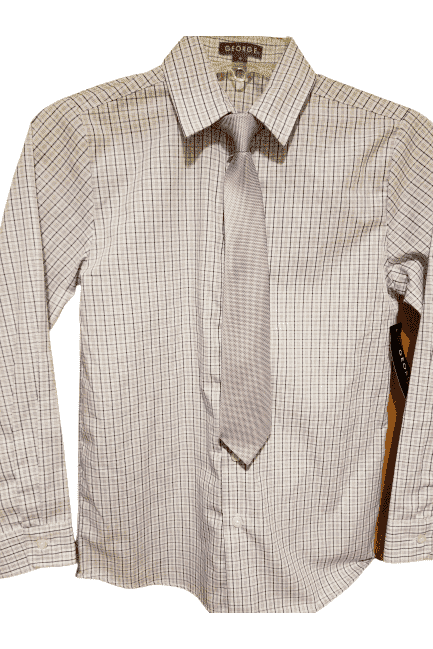 George boys purple plaid shirt and tie size 12 - Solé Resale Boutique thrift