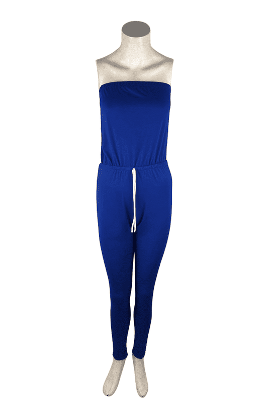 SJL Apparel women's blue and white tube jumpsuit size M - Solé Resale Boutique thrift