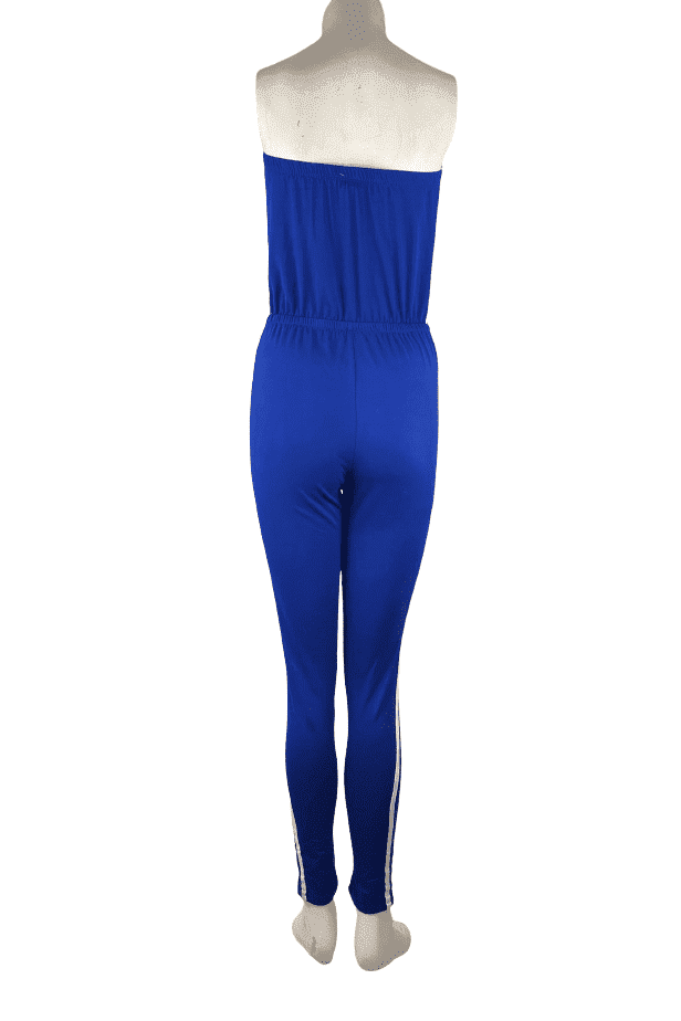 SJL Apparel women's blue and white tube jumpsuit size M - Solé Resale Boutique thrift