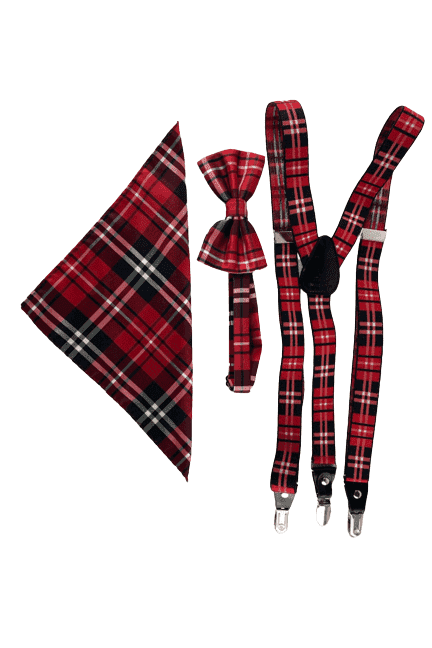 Italy Vesuvio Napoli 3pc suspenders and bow tie set in red or blue - Solé Resale Boutique thrift