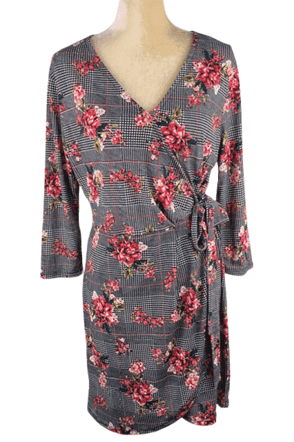 MASSINI women's black and red multicolor floral dress M - Solé Resale Boutique thrift