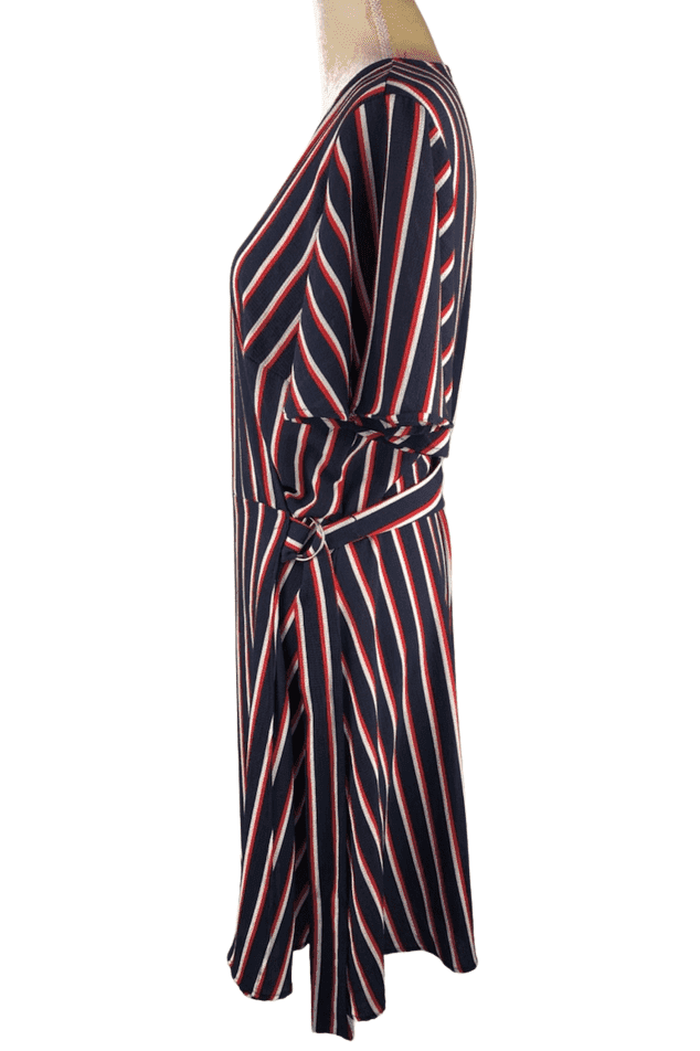 FTF Fashion to Figure women's blue, red, white stripe wrap dress size 1 - Solé Resale Boutique thrift
