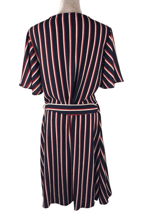 FTF Fashion to Figure women's blue, red, white stripe wrap dress size 1 - Solé Resale Boutique thrift