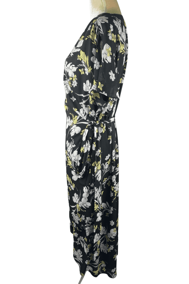 Worthington women's black, white, yellow floral wrap dress size XXL - Solé Resale Boutique thrift