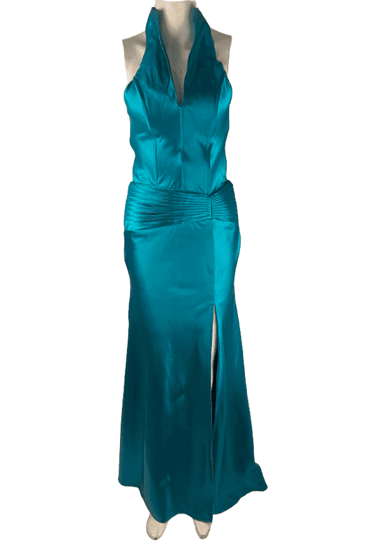 Anny Lee women's blue halter gown size XS - Solé Resale Boutique thrift