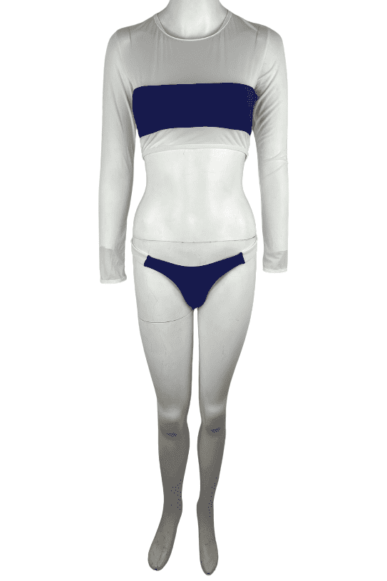 Unbranded women's blue and white shirt and bikini set size M - Solé Resale Boutique thrift