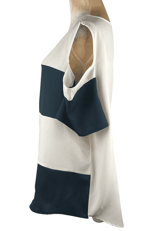 Shein women's white and teal cold shoulder blouse size 2XL - Solé Resale Boutique thrift