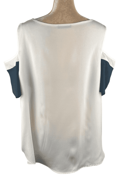 Shein women's white and teal cold shoulder blouse size 2XL - Solé Resale Boutique thrift