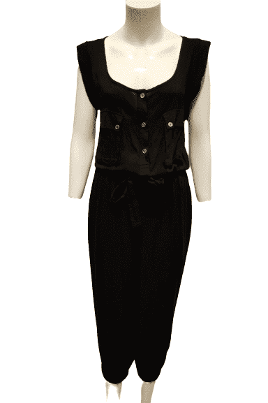 Bar III black, short sleeve, crop jumpsuit with belt size S - Solé Resale Boutique thrift