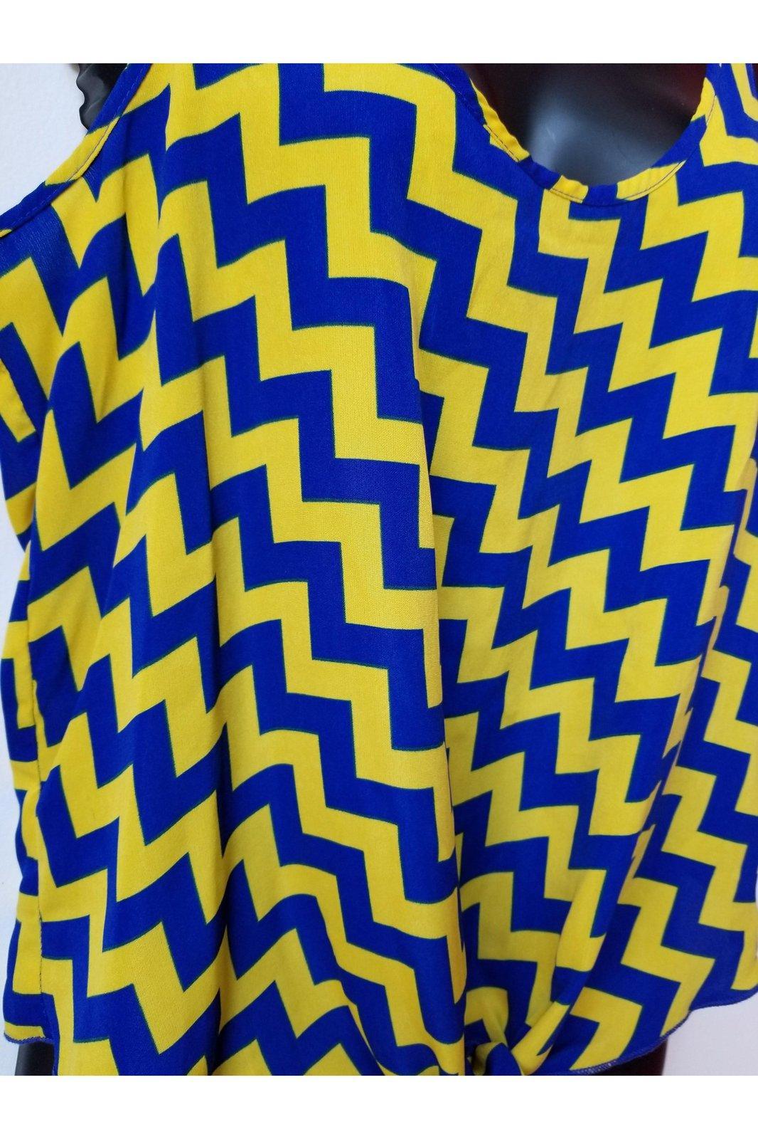 Geric New York women's blue and yellow tie tank top size L - Solé Resale Boutique thrift