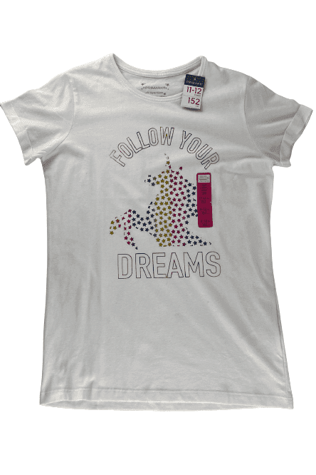 Primark girls white graphic t shirt size 11-12yrs - Solé Resale Boutique thrift