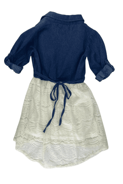 Pink House girls denim cream lace dress size 4T - Solé Resale Boutique thrift