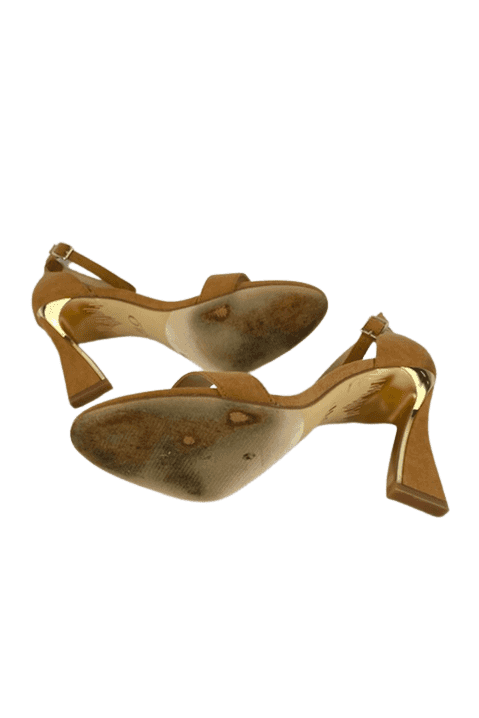 J LO women's tan heel sandals size 8.5M - Solé Resale Boutique thrift