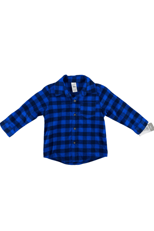Carter's toddler boys blue/black plaid shirt size 18M