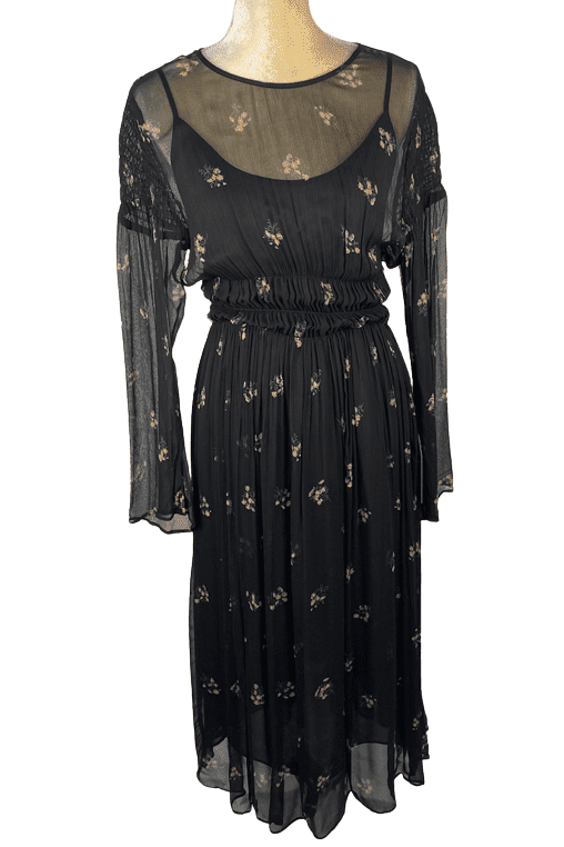 Zara Basic women's black floral dress size L - Solé Resale Boutique thrift