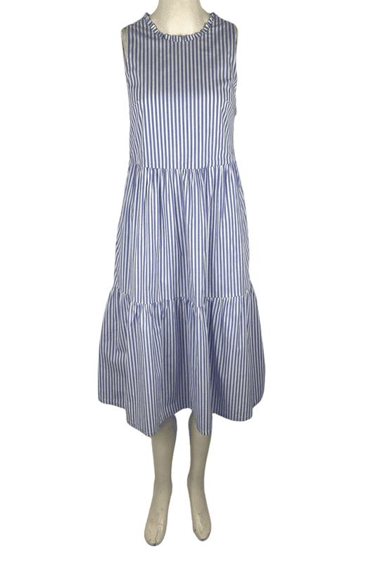 J. Crew women's blue/white sleeveless dress size 0 - Solé Resale Boutique thrift