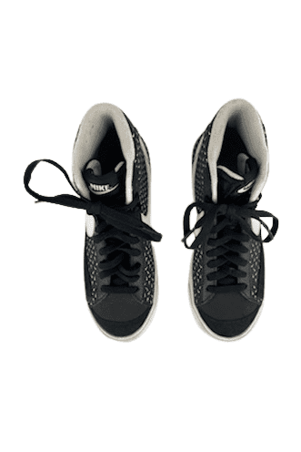 Nike unisex kids Mid '77 black/white polka swoosh sneakers size 4Y - Solé Resale Boutique thrift