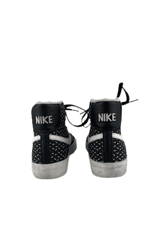 Nike unisex kids Mid '77 black/white polka swoosh sneakers size 4Y - Solé Resale Boutique thrift