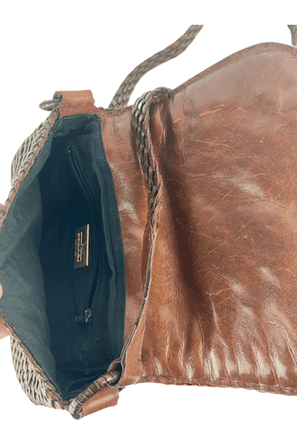 Vecchi by Hamilton Hodge women's brown woven leather handbag - Solé Resale Boutique thrift