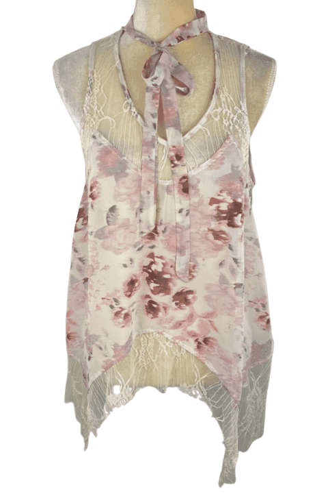 Skylar & Jade women's petal ivory tank blouse size S - Solé Resale Boutique thrift