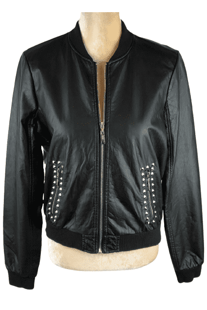 JOUJOU women's black faux leather jacket size M - Solé Resale Boutique thrift