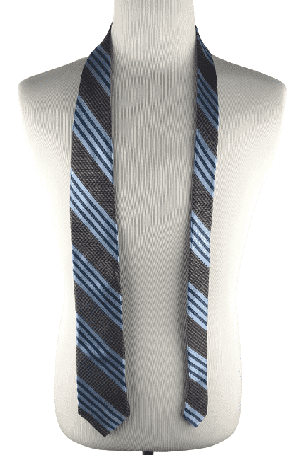 IKE BEHAR men's blue and brown stripe tie - Solé Resale Boutique thrift