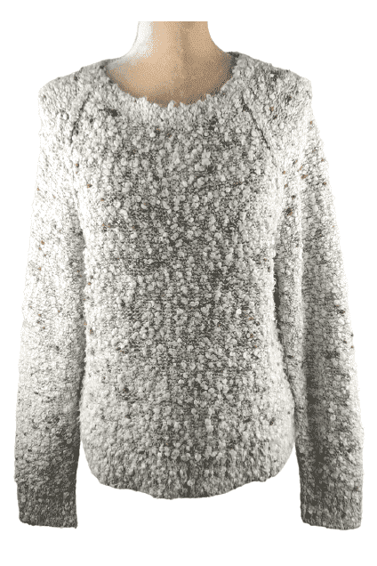 Vintage Messages women's white knit sweater size M - Solé Resale Boutique thrift