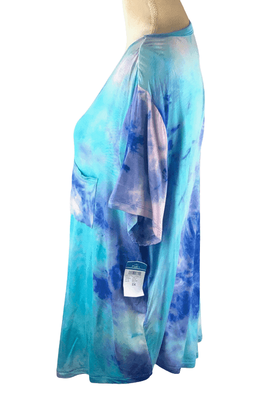Rue+ Favorite women's blue tie dye t shirt size 2X - Solé Resale Boutique thrift