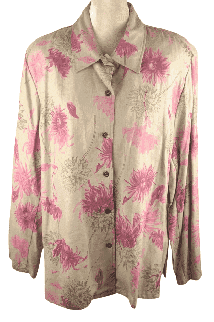 Evan Picone women's mocha button floral blouse size 3X
