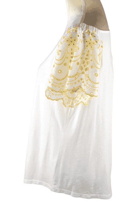 Ann Taylor Loft womenn's white and yellow blouse size LP - Solé Resale Boutique thrift
