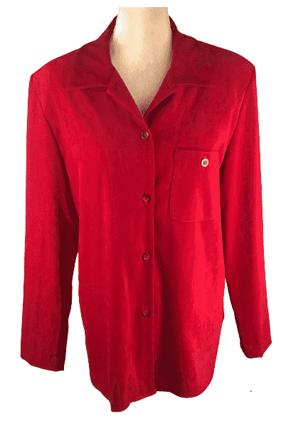 INCLINATIONS women's red button down shirt size M - Solé Resale Boutique thrift